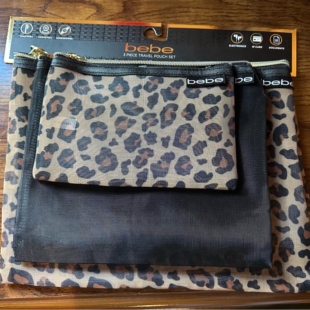 Bebe Animal Print Travel Pouch Trio